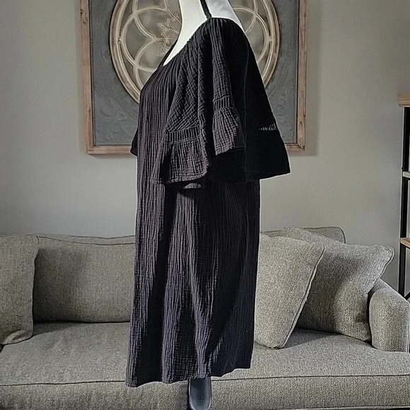 Maternal America Gauzy Cotton Maternity Womens‎ Dress Size Medium Black Dress - Picture 4 of 10